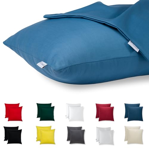 Kissenbezug 50x50 Baumwolle Premium Satin 2er Set Kissenhülle Deko für Kissen Sofa/Bett Stoff Superweicher Resistent Hypoallergen Anti-Milben Kopfkissenbezug mit Verdecktem Zip Voll Waschbar Kissenbezug 50x50 Baumwolle Premium Satin 2er Set Kissenhülle Deko für Kissen Sofa/Bett Stoff Superweicher Resistent Hypoallergen Anti-Milben Kopfkissenbezug mit Verdecktem Zip Voll Waschbar von Flowen
