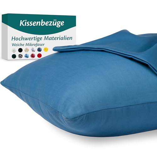 Kissenbezug 50x70 Mikrofaser Premium 2er Set Kopfkissenbezug 50 x 70 für Kissen Bett Stoff Superweicher Resistent Hypoallergen Anti-Milben Atmungsaktiv Kissenhülle mit Verdecktem Zip Voll Waschbar von Flowen