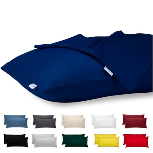Kissenbezug 50x75 Baumwolle Premium Satin 2er Set Kissenhülle Deko für Kissen Bett/Sofa Stoff Superweicher Resistent Hypoallergen Anti-Milben Kopfkissenbezug mit Verdecktem Zip Voll Waschbar von Flowen