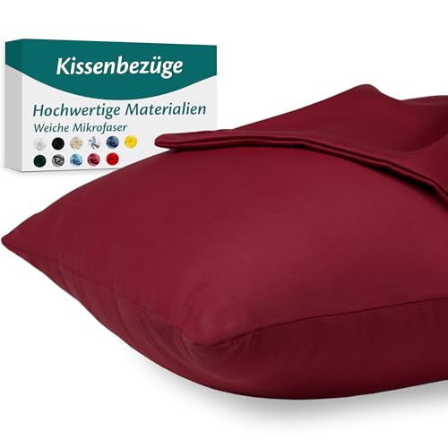 Kissenbezug 50x80 Mikrofaser Premium 2er Set Kopfkissenbezug 50 x 80 für Kissen Bett Stoff Superweicher Resistent Hypoallergen Anti-Milben Atmungsaktiv Kissenhülle mit Verdecktem Zip Voll Waschbar von Flowen