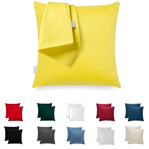 Kissenbezug 80x80 Mikrofaser Premium 2er Set Kopfkissenbezug 80 x 80 für Kissen Bett Stoff Superweicher Resistent Hypoallergen Anti-Milben Atmungsaktiv Kissenhülle mit Verdecktem Zip Voll Waschbar von Flowen