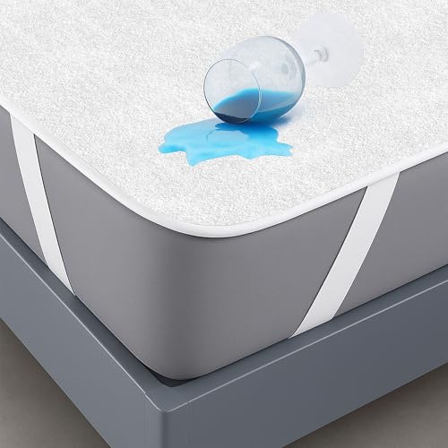 Matratzenschoner 90 x 200 cm wasserdichte 2 STK. Matratzenauflage aus Baumwolle Inkontinenzunterlage Nässeschutz Matratzenbezüg Atmungsaktive Anti-Allergie Anti Milben für Bett/Matratze Waschbar von Flowen