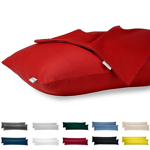 Seitenschläferkissen Bezug 40 x 145 Baumwolle Premium Satin 2er Set Kissenbezug Deko für Kissen Bett/Sofa Stoff Weicher Resistent Hypoallergen Anti-Milben Kopfkissenbezug Verdecktem Zip Voll Waschbar von Flowen