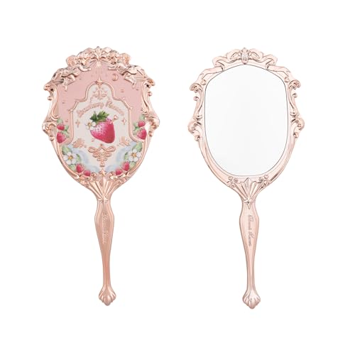Flower Knows Rokoko-Handspiegel, Vintage-Stil, tragbarer Handspiegel, ausgefallener und hübscher Prinzessinnen-Spiegel mit langem Griff, Geschenk für Mädchen (zartes Rosa) von Flower Knows