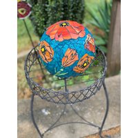 Glasmosaik-Anstimmungsball in Mohnblumen, Gartenkugel, Mosaik-Anstimmungsball, Für Sie Auf Bestellung Gefertigt von FlowerFloozyDesigns
