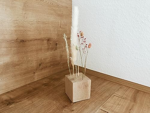 Flowerbar Cube | Massiver Holzblock mit getrockneten Blumen | Dekoelement, Unikat, Dekoration, Trockenblumen & edle Eiche (Dolce Vita) von Flowerbar