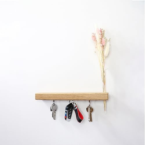 Flowerbar Keys | Flur, Garderobe, Wanddeko | Schlüsselbrett aus Massivholz | magnetisches Schlüsselboard | Schlüsselhalter mit 3 starken Magnetpunkten | Trockenblumen & edle Eiche (Zuckerwatte) von Flowerbar