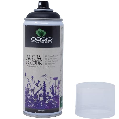 Flowerbox OASIS Sprayfarbe Aqua Colour Spray Black 400 ml Sprühlack seidenmatt matt für Außen und Innen von Flowerbox