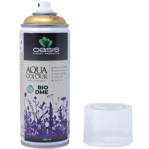 Flowerbox OASIS Sprayfarbe Aqua Colour Spray Metallic gold 400 ml Sprühlack seidenmatt matt für Außen und Innen Flowerbox OASIS Sprayfarbe Aqua Colour Spray Metallic gold 400 ml Sprühlack seidenmatt matt für Außen und Innen von Flowerbox