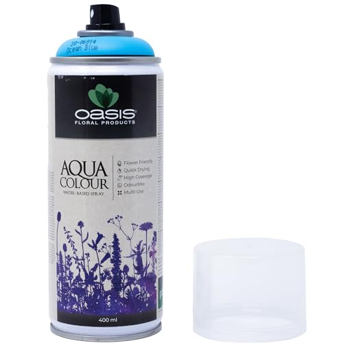 Flowerbox OASIS Sprayfarbe Aqua Colour Spray Ocean Blue 400 ml Sprühlack seidenmatt matt für Außen und Innen von Flowerbox