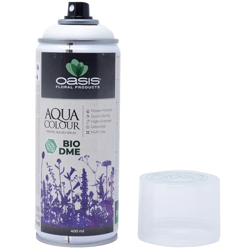 Flowerbox OASIS Sprayfarbe Aqua Colour Spray White 400 ml Sprühlack seidenmatt matt für Außen und Innen von Flowerbox