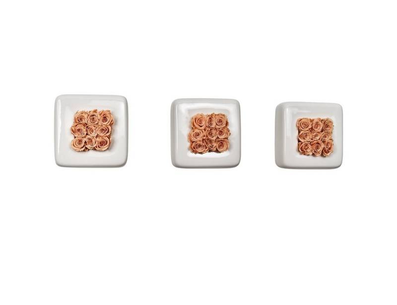 Flowerbox Wanddekoobjekt 3er-Set Rosen in Keramik Infinity-Bloom von Flowerbox