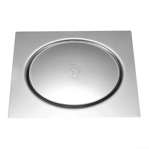 10 cm Edelstahl-Bodenablauf mit Push-Design mit Anti-Verstopfungs-Funktionen für effizienten Wasserablauf (Silber) von Floweringbeter