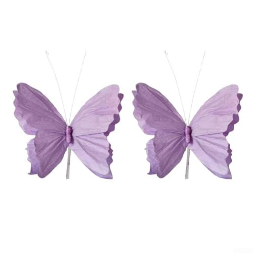 2 Stück 3D-Garten-Schmetterling-Papier-Dekorationen für Partys und Festivals, leichte Hängedekoration für Geburtstage, Versammlungen und Event-Feiern (lila) von Floweringbeter