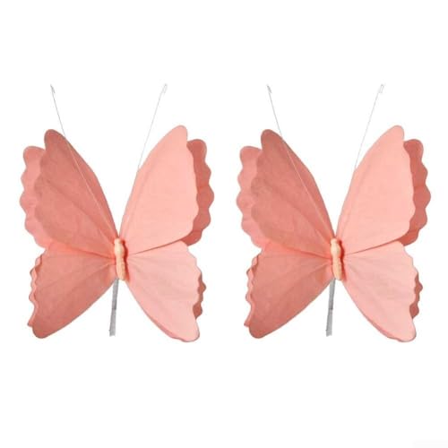 2 Stück 3D-Garten-Schmetterling-Papier-Dekorationen für Partys und Festivals, leichte Hängedekoration für Geburtstage, Versammlungen und Veranstaltungen, (Blumenkohl-Rosa) von Floweringbeter