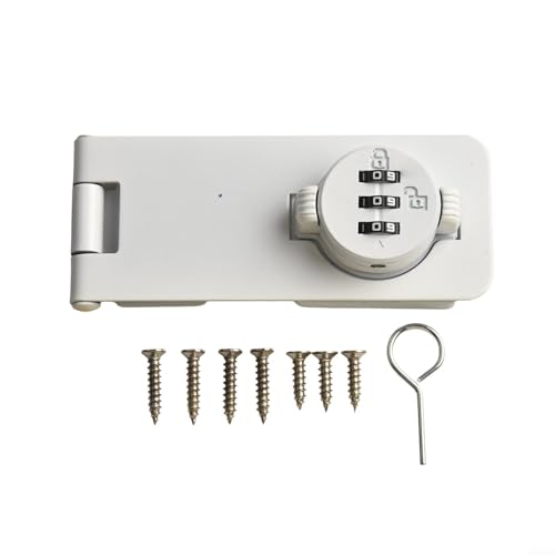 3-stelliges Zahlenschloss für Schranktüren und Schubladen, schlüsselloser Sicherheitsdrehknauf, Haspenschloss mit benutzerfreundlichem Passcode-System (weiß) von Floweringbeter
