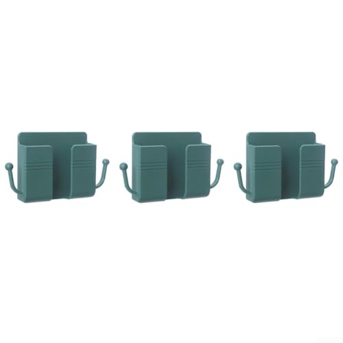 3 x Aufbewahrungsboxen zur Wandmontage mit feuchtigkeitsbeständigem ABS-Material, Handyhalterung mit Ladezugang für Wände, Tische, Schränke in mehreren Räumen (grün) von Floweringbeter