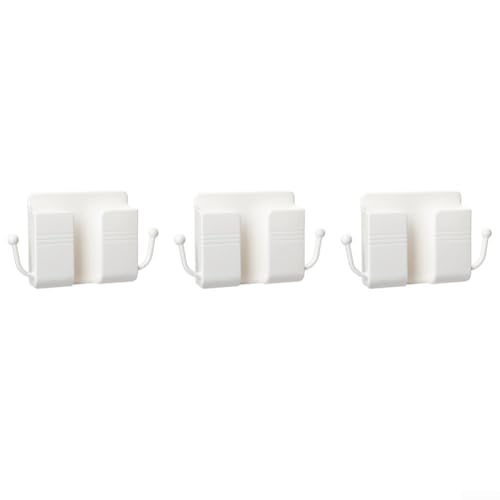 3 x Aufbewahrungsboxen zur Wandmontage mit feuchtigkeitsbeständigem ABS-Material, Handyhalterung mit Ladezugang für Wände, Tische, Schränke in mehreren Räumen (weiß) von Floweringbeter