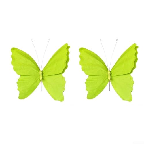3D-Garten-Schmetterlings-Dekorationen, 2 Stück, für Partys und Festivals, Papierdekoration zum Aufhängen an Decken, Wänden oder Bäumen bei Versammlungen und besonderen Anlässen (hellgrün) von Floweringbeter