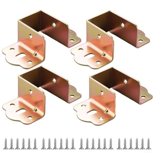 4 x robuste Bettgitterhalterungen, U-förmige Metallstützscharniere für Holzbett-Stabilität (Gold, 32 mm) von Floweringbeter