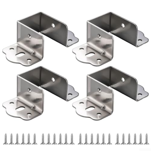 4 x robuste Bettgitterhalterungen, U-förmige Metallstützscharniere für Holzbett-Stabilität (silberfarben, 35 mm) von Floweringbeter