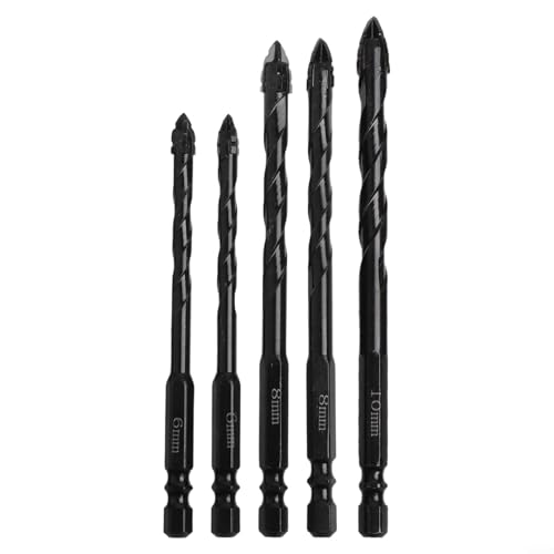 5-teiliges Exzenterbohrer-Set für präzises Stanzen von Glasfliesen, einzigartige Dreiecksform für Stabilität und Effizienz (C) von Floweringbeter