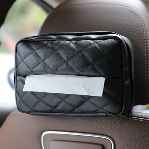 Auto-Papierhandtuchhalter mit kariertem Design, PU-Ledermaterial, montierbar am Armaturenbrett oder Kopfstütze, hält Handtücher leicht erreichbar (C) von Floweringbeter