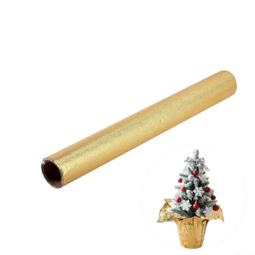 DIY Blumenfolie Geschenkpapier mit Metallic-Finish für Weihnachtsblumentöpfe und Urlaubsbasteln, flexible Aluminiumfolie für einfaches Formen, 9,1 m (Gold) von Floweringbeter