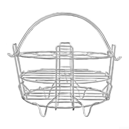 Eier-Dampfgarer, 3 Etagen, Edelstahl, mit Griff zum Dämpfen mehrerer Eier und Gemüse, mehrschichtiges Design und leicht zu reinigen von Floweringbeter
