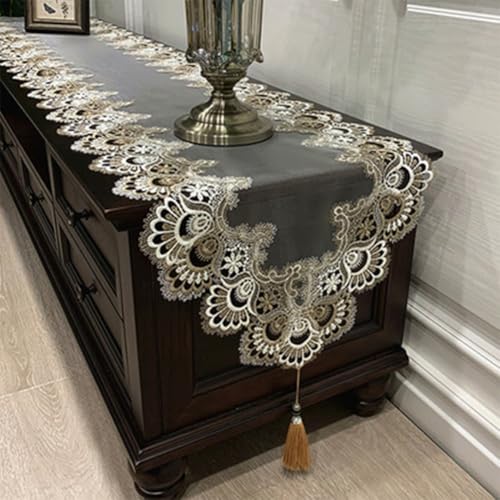 Elegante Häkelspitze Tischdecke mit Quasten-Akzenten, perfekte Dekoration für Teetische und TV-Schränke (2) von Floweringbeter