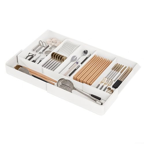 Erweiterbarer Besteck-Organizer mit verstellbarem Design mit mehreren Fächern für effiziente Aufbewahrung verschiedener Utensilien (C) von Floweringbeter