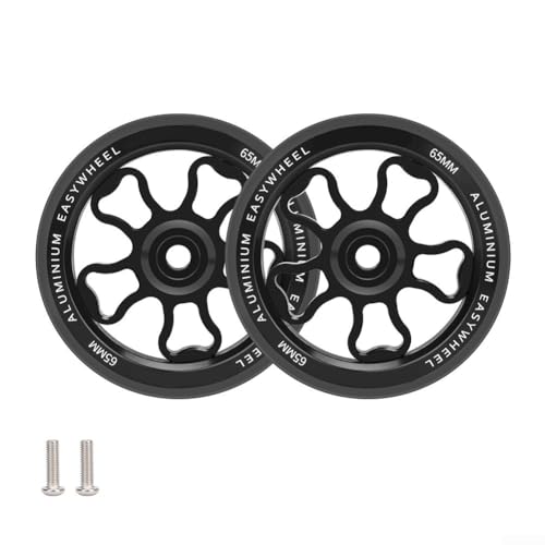 Faltrad Easy Wheel 70 mm für Brompton und für 3Sixty mit Aluminiumlegierung CNC-Schneiden und Gummi, inklusive Schrauben für die Montage (schwarz) von Floweringbeter