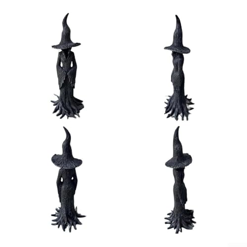Floweringbeter Black Mystical for Forest Witch Statue Handbemalte Gothic Decor Halloween Ornament Harz Figur Erdtöne verwitterte Rinde Aussehen (groß + klein) von Floweringbeter