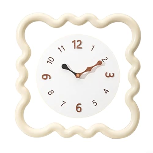 Floweringbeter Cremefarbene Wanddekoration mit Uhr und Wandlampe, entworfen, um als Blickfang über dem Fernseher oder Sofa im Wohnzimmer (B) von Floweringbeter
