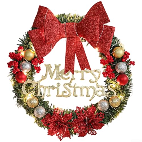 Floweringbeter Handgefertigter Weihnachtskranz Wandbehang Dekor mit klassischen saisonalen Motiven aus PVC-Kunststoff (30 cm Kranz-Stil D) von Floweringbeter