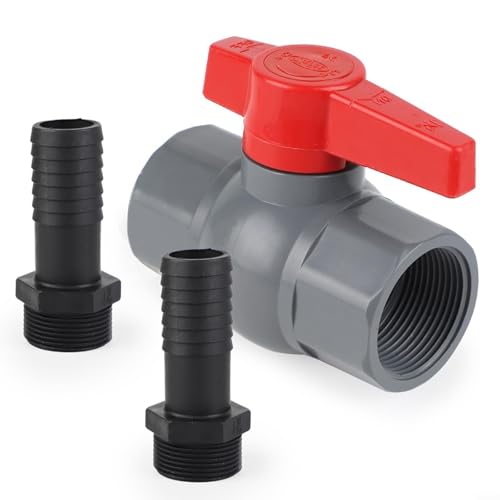 Floweringbeter PVC-Kugelhahn mit Schlauchanschluss 3/4 Zoll Absperrventil für Poolbewässerungssystem Wasserdurchflusskontrolle Schwarz Rot 25 mm + 19 mm Floweringbeter PVC-Kugelhahn mit Schlauchanschluss 3/4 Zoll Absperrventil für Poolbewässerungssystem Wasserdurchflusskontrolle Schwarz Rot 25 mm + 19 mm von Floweringbeter