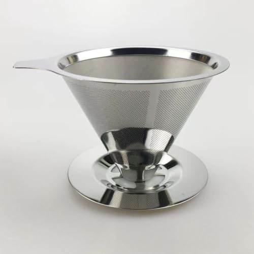 Floweringbeter Papierloser Edelstahl-Kaffeefilter, doppelte Netzschicht, wiederverwendbares Design mit stabiler Basis, kompatibel mit verschiedenen Kaffeemaschinen für reinen Geschmack von Floweringbeter