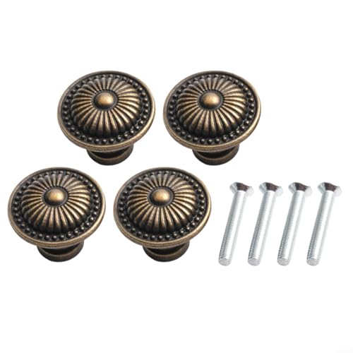 Floweringbeter Retro Schrankknauf Griffe 4er Set für Schubladen, Kleiderschränke und Mülleimer mit eleganter Zinklegierung Finish Floweringbeter Retro Schrankknauf Griffe 4er Set für Schubladen, Kleiderschränke und Mülleimer mit eleganter Zinklegierung Finish von Floweringbeter