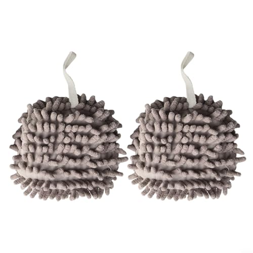 Floweringbeter Schnell trocknender Chenille-Handtuchball mit doppelseitigem langem Garn und Polyurethan-Schicht für effiziente Feuchtigkeitsaufnahme und Verdunstung (grau) von Floweringbeter