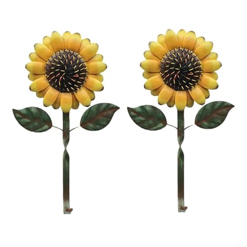 Floweringbeter Wandmontierte Sonnenblumenhaken aus Metall mit rustikalem Design, dekorativ und praktisch zum Aufhängen, Handtücher, Schlüssel für Zuhause, Büro oder Garten (gelb) von Floweringbeter