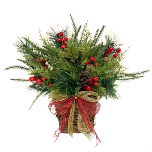 Floweringbeter Weihnachtsblumenkorb für Innen- und Außendekoration, hergestellt zur Verbesserung der Urlaubsatmosphäre mit einfachem hängenden Design von Floweringbeter