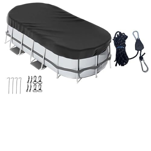 Für oberirdische ovale Poolabdeckung mit Schnellspannsystem, wasserdichtes und wetterfestes Design zum Schutz des Pools vor Blättern und Schmutz (366 x 640 cm) von Floweringbeter