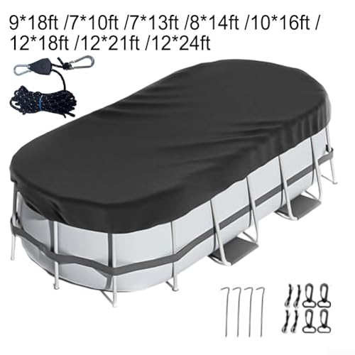 Für oberirdische ovale Poolabdeckung mit Schnellspannsystem, wasserdichtes und wetterfestes Design zum Schutz des Pools vor Blättern und Schmutz (366 x 732 cm) von Floweringbeter