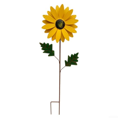 Gartenstecker für den Außenbereich, Metall, Gänseblümchen, für Rasen und Blumentopf, Dekoration verleiht Ihrem Garten oder Ihrer Terrasse lebendige und langlebige Attraktivität (gelb) von Floweringbeter