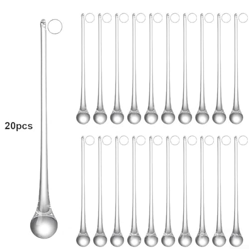 Glas-Regentropfen-Hängeornamente, 20 Stück, für Weihnachts- und Winterpartys, handgefertigt, klare Tropfenformen mit Schnur zum Aufhängen (20 x 160 mm) von Floweringbeter