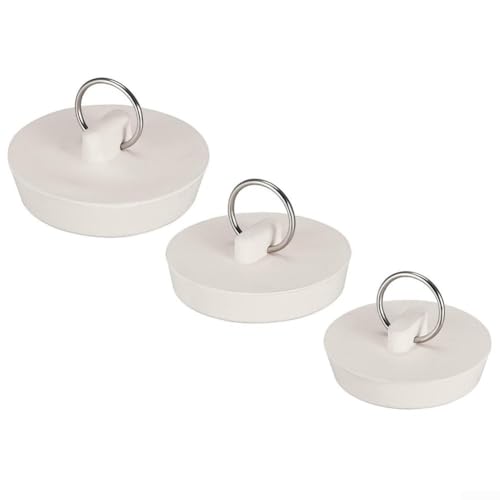 Gummi-Waschbeckenstöpsel-Set, 3 Größen für Abflusslöcher (43 mm, 47 mm, 51 mm) für Bad und Küche von Floweringbeter
