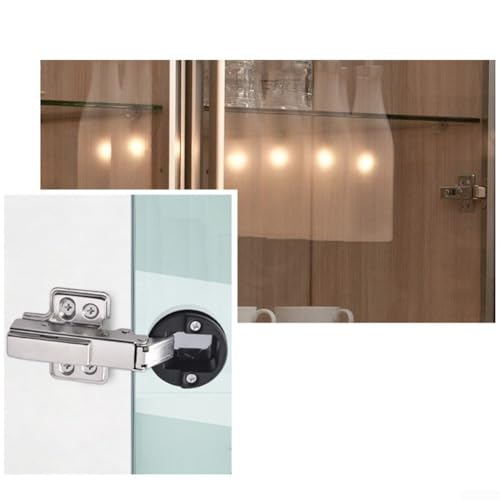 Hydraulisches Glastürscharnier mit rundem Kopfdesign und Dämpfungspuffer, geeignet für Glasschränke, Küchenschränke und Möbeltüren, Metall- und Kunststoffmaterialien (gerade Biegung) von Floweringbeter