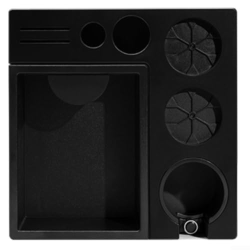 Knock Box Organizer für Espresso für Tamper, Verteiler & 51 mm bis 58 mm Puck Screen mit einfacher Reinigungsfunktion (schwarz) von Floweringbeter