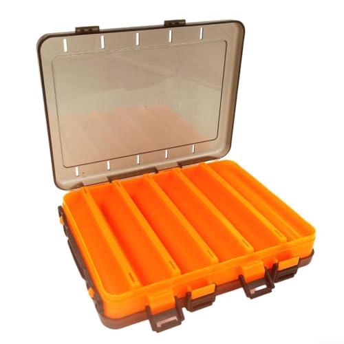 Kompakte Aufbewahrungsbox für Angelzubehör, mit 14 Fächern und doppeltem Zugriff-Design, Orange von Floweringbeter