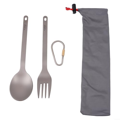 Kompaktes Besteck-Set mit Clip-Löffel und Gabel für einfache Verwendung in Camping- oder Wandersituationen von Floweringbeter